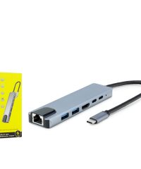 HADRON HD4744 ÇEVİRİCİ TYPE-C TO USB 3.0 + HDMI + ETHERNET 5 PORT 4K MAC
